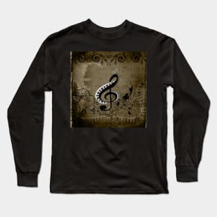 Music, decorative clef with piano and key notes Long Sleeve T-Shirt